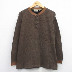 XL★古着 セントジョンズベイ 長袖 ビンテージ サーマル Tシャツ メンズ 00年代 00s コットン ヘンリーネック 茶他 26jan27