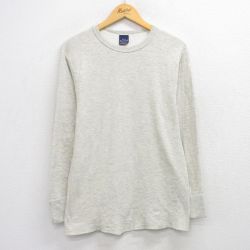M★古着 デュオフォールド 長袖 ビンテージ サーマル Tシャツ メンズ 90年代 90s 無地 クルーネック グレー 霜降り 26jan27