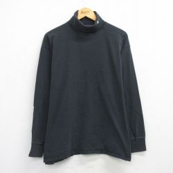 XL★古着 チャンピオン Champion 長袖 ビンテージ Tシャツ メンズ 00年代 00s ワンポイントロゴ 大きいサイズ コットン タートルネック ハイネック 黒 26jan27