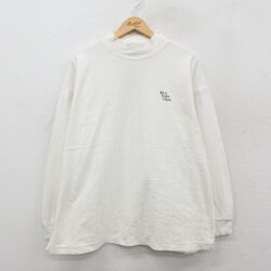 XL★古着 長袖 ビンテージ Tシャツ メンズ 90年代 90s Silver ヘリンボーン 大きいサイズ コットン モックネック ハイネック USA製 白 26feb10