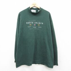 XL★古着 SDI 長袖 ビンテージ Tシャツ メンズ 90年代 90s NORTH BRANCH 大きいサイズ コットン モックネック ハイネック USA製 緑 26feb10