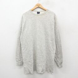 M★古着 デュオフォールド 長袖 ビンテージ サーマル Tシャツ メンズ 90年代 90s 無地 ロング丈 クルーネック USA製 グレー 霜降り 26feb10