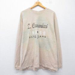 L★古着 長袖 ビンテージ Tシャツ メンズ 00年代 00s ブルージーンズ 大きいサイズ コットン クルーネック ベージュ他 タイダイ 26feb24