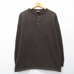 00s 長袖Tシャツ ヘンリーネック ブラウン M | 古着