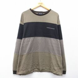 トミーヒルフィガー 90s 長袖Tシャツ ワンポイントロゴ グリーン L | 古着