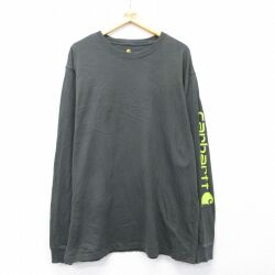 【20%OFF】カーハート 長袖Tシャツ ビッグロゴ グリーン L | 古着