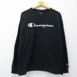 チャンピオン 長袖Tシャツ ビッグロゴ ブラック L | 古着