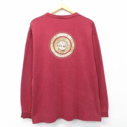 XL★古着 ティンバーランド 長袖 ビンテージ Tシャツ メンズ 90年代 90s ビッグロゴ 大きいサイズ コットン クルーネック USA製 エンジ【spe】 26mar04