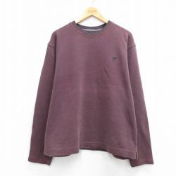 XL★古着 ティンバーランド 長袖 ビンテージ Tシャツ メンズ 00年代 00s ワンポイントロゴ 大きいサイズ コットン クルーネック エンジ系他 26mar12