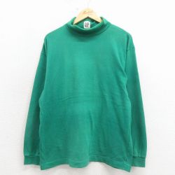 L★古着 ギャップ GAP 長袖 ビンテージ Tシャツ メンズ 90年代 90s 無地 コットン タートルネック ハイネック 緑 26mar21