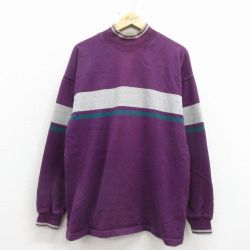 エルエルビーン 80s 長袖Tシャツ モックネック パープル L | 古着