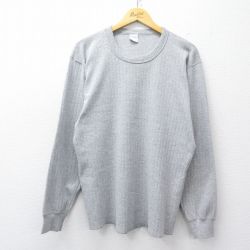 L★古着 長袖 ビンテージ Tシャツ メンズ 90年代 90s 無地 クルーネック USA製 グレー 26mar28