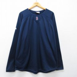 マジェスティック ラグラン長袖Tシャツ MLB アトランタブレーブス ネイビー XL | 古着