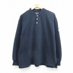 XL★古着 長袖 Tシャツ メンズ KODIAK 鹿の子 大きいサイズ ヘンリーネック 黒 26apr01