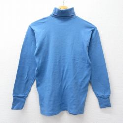 S★古着 長袖 ビンテージ Tシャツ メンズ 90年代 90s 無地 コットン タートルネック ハイネック 薄紺 26apr01