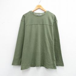XL★古着 コロンビア 長袖 ビンテージ フットボール Tシャツ メンズ 00年代 00s 無地 コットン クルーネック 緑 26apr02