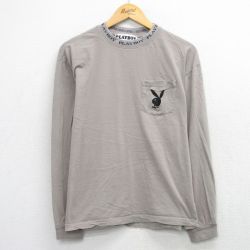 プレイボーイ 長袖Tシャツ ワンポイント ベージュ XL | 古着