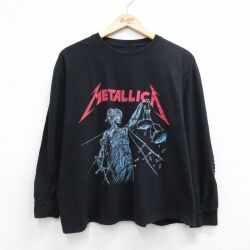 L★古着 長袖 ロック バンド Tシャツ メンズ メタリカ クルーネック 黒 26apr14