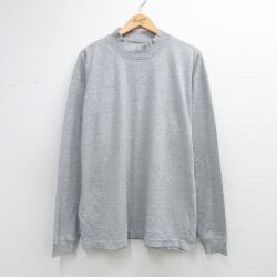 XL★古着 チャンピオン Champion 長袖 ビンテージ Tシャツ メンズ 00年代 00s 無地 モックネック ハイネック グレー 霜降り 26apr14