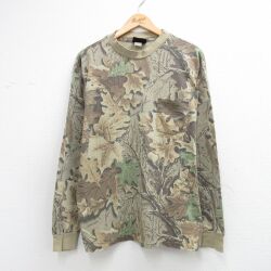 90s 長袖Tシャツ 迷彩 ライトグリーン L | 古着