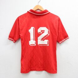 S★古着 半袖 ビンテージ サッカー シャツ キッズ ボーイズ 子供服 90年代 90s BRIDGEWATER 襟付き USA製 赤 26apr14
