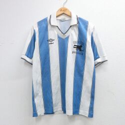 アンブロ 90s 半袖サッカーシャツ SOUTH COAST ネイビーストライプ L | 古着