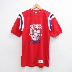 S★古着 半袖 ビンテージ フットボール Tシャツ メンズ 80年代 80s ニューイングランドペイトリオッツ クルーネック USA製 赤他 アメフト スーパーボウル 26apr21