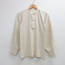 S★古着 長袖 ビンテージ サーマル Tシャツ メンズ 60年代 60s ミリタリー ウール ヘンリーネック USA製 生成り 26apr21