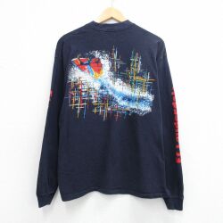 XL★古着 長袖 ビンテージ Tシャツ メンズ 70年代 70s サーフィン Lauderdale 胸ポケット付き コットン クルーネック USA製 濃紺【spe】 26apr28