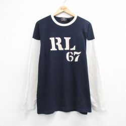ラルフローレン 長袖Tシャツ ビッグロゴ ネイビー XL | 古着