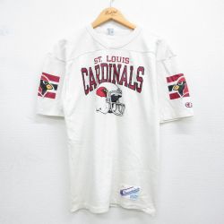 M★古着 チャンピオン champion 半袖 ビンテージ フットボール Tシャツ メンズ 80年代 80s セントルイスカージナルス クルーネック USA製 白【spe】 26may02