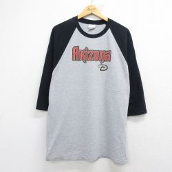 マジェスティック 00s 7分袖Tシャツ アリゾナダイヤモンドバックス グレー XL | 古着