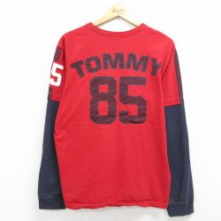 トミーヒルフィガー 長袖Tシャツ ビッグロゴ レッド XL | 古着