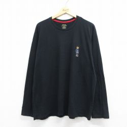 XL★古着 ラルフローレン 長袖 ブランド Tシャツ メンズ ポロベア 大きいサイズ コットン クルーネック 黒【spe】 26may07