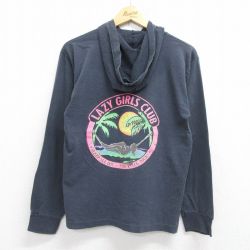 90s 長袖Tシャツ LAZYGIRLSプリント ブラック M | 古着