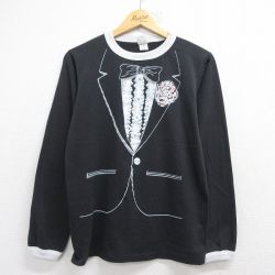 90s 長袖Tシャツ タキシードだまし絵 ブラック M | 古着