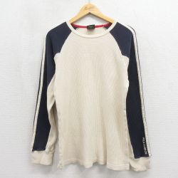 L★古着 ラルフローレン ポロジーンズ 長袖 ブランド サーマル Tシャツ メンズ ワンポイントロゴ コットン ラグラン 薄ベージュ【spe】 26may11