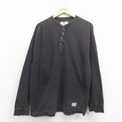 XL★古着 リーバイス Levis 長袖 ビンテージ Tシャツ メンズ 00年代 00s 無地 コットン ヘンリーネック 黒 26may11
