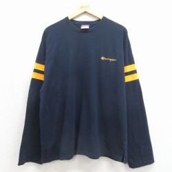 チャンピオン 00s 長袖Tシャツ ワンポイントロゴ ネイビー XL | 古着