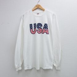 90s 長袖Tシャツ USAロゴ ホワイト L | 古着