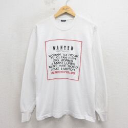 80s 長袖Tシャツ メッセージ ホワイト L | 古着