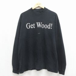 00s 長袖Tシャツ Get モックネック ブラック XL | 古着