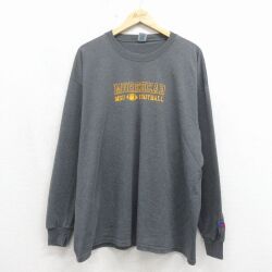XL★古着 ラッセル 長袖 ビンテージ Tシャツ メンズ 00年代 00s フットボール 大きいサイズ クルーネック グレー 霜降り【spe】 26may21