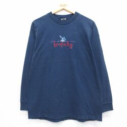00s 長袖Tシャツ kentuckyウサギ刺繍 ネイビー L | 古着