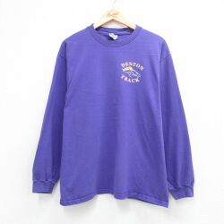 ヘインズ 00s 長袖Tシャツ DENTON TRACK パープル メンズL相当 | 古着
