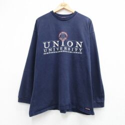 ジャンスポーツ 90s 長袖Tシャツ UNION カレッジ ネイビー XL | 古着