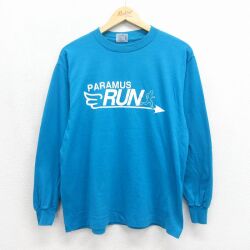 80s 長袖Tシャツ RUN ブルー メンズL相当 | 古着