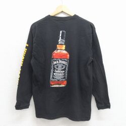 L★古着 長袖 ビンテージ Tシャツ メンズ 00年代 00s ジャックダニエル コットン クルーネック ブラック【spe】 26jun09