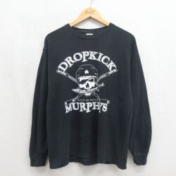 L★古着 長袖 ビンテージ ロック バンド Tシャツ メンズ 00年代 00s ドロップキックマーフィーズ コットン クルーネック ブラック【spe】 26jun09