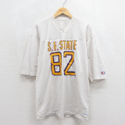 チャンピオン 80s 半袖Tシャツ フットボール ホワイト メンズL相当 | 古着